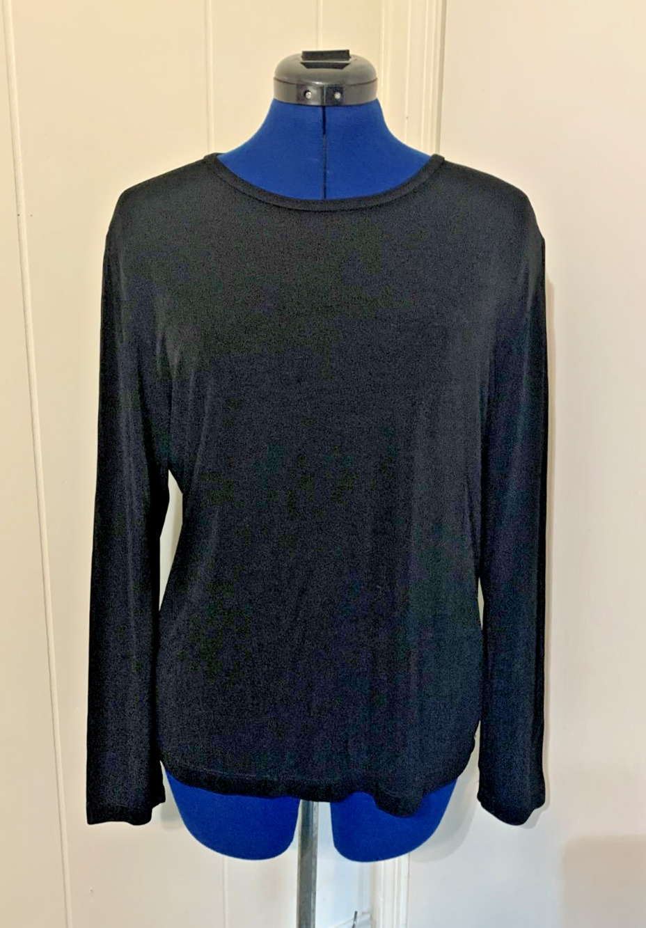 Chicos Travelers Size 3/ XL Black Long Sleeve Women's Top Packable Work Career
